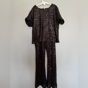 Holiday ready!! Black Sequin Top and Pants Set